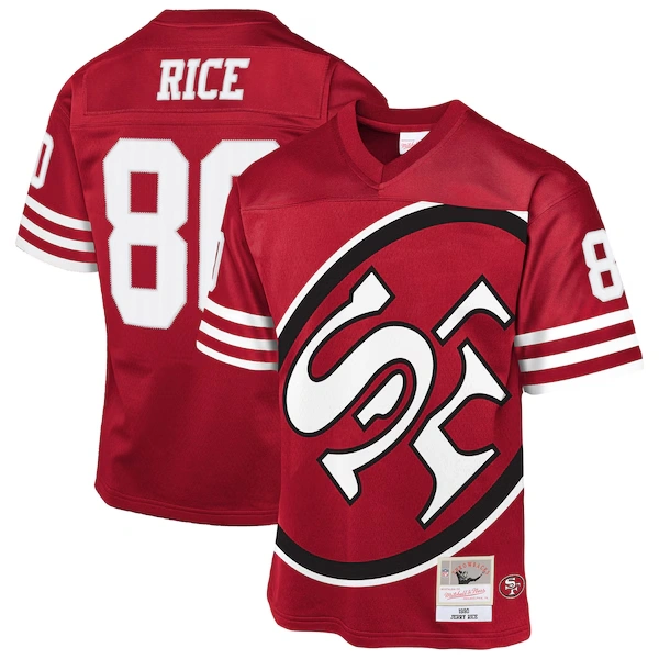 Youth Mitchell & Ness Jerry Rice Scarlet San Francisco 49ers 1990 Throwback Fashion Jersey