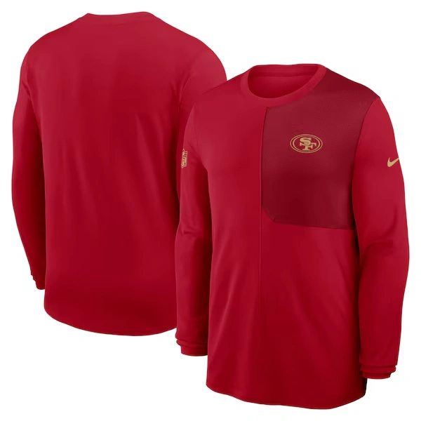 Men's Nike Scarlet San Francisco 49ers Sideline Coach UV Dri-FIT Long Sleeve Shirt