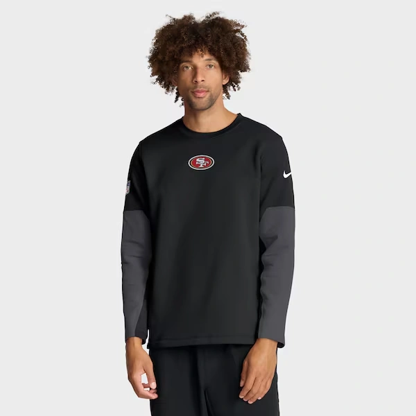 Men's Nike Black San Francisco 49ers Sideline Coach Therma-FIT Long Sleeve T-Shirt