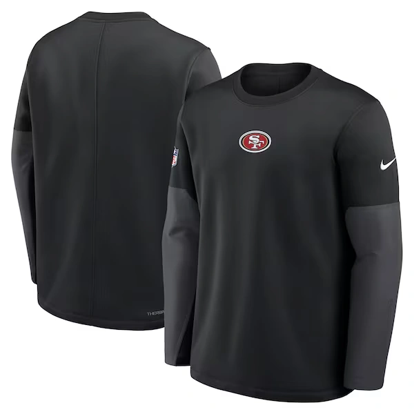 Men's Nike Black San Francisco 49ers Sideline Coach Therma-FIT Long Sleeve T-Shirt