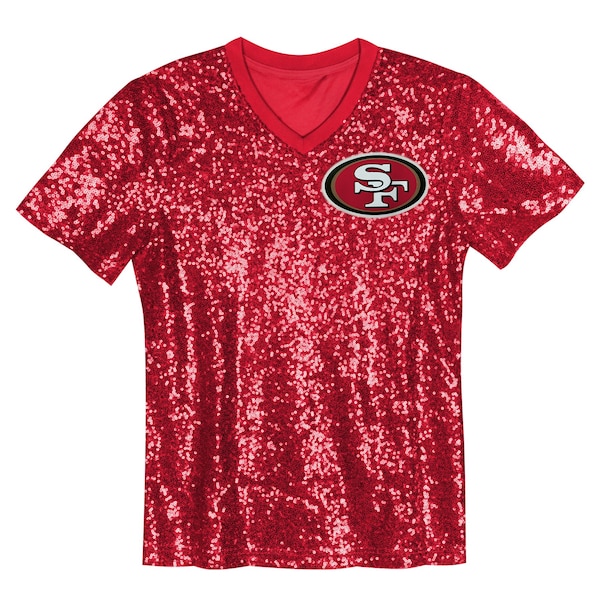 Girls Youth Brock Purdy Scarlet San Francisco 49ers Sequin V-Neck Fashion Jersey