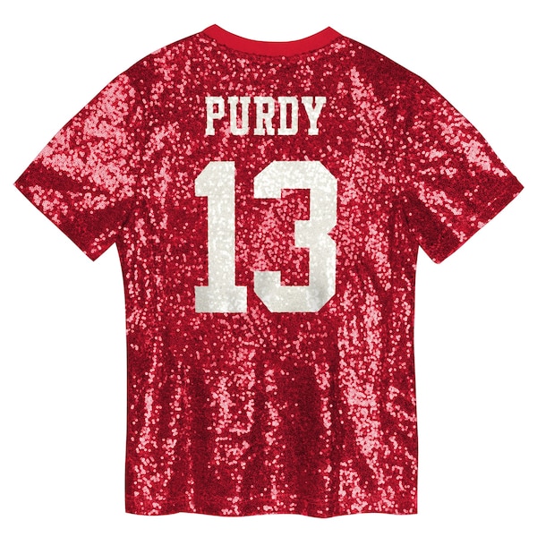Girls Youth Brock Purdy Scarlet San Francisco 49ers Sequin V-Neck Fashion Jersey