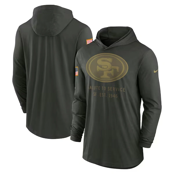 Men's Nike Forest Green San Francisco 49ers 2025 Salute to Service Sideline Dri-FIT Lightweight Hooded Pullover
