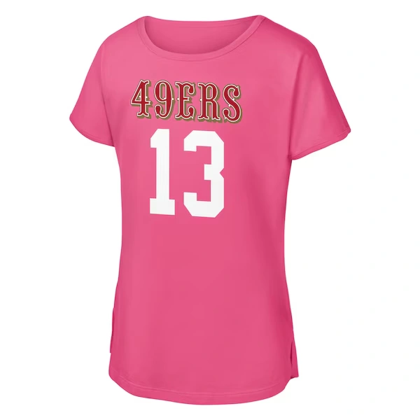 Girls Youth Outerstuff Brock Purdy Pink San Francisco 49ers Player Name & Number T-Shirt