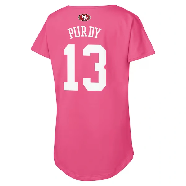 Girls Youth Outerstuff Brock Purdy Pink San Francisco 49ers Player Name & Number T-Shirt