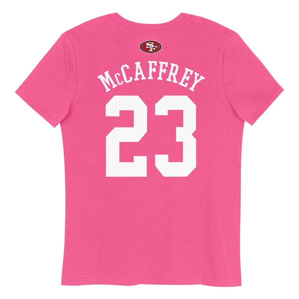 Girls Youth Christian McCaffrey Pink San Francisco 49ers Player Name & Number T-Shirt
