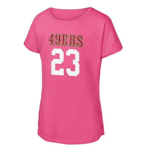 Girls Youth Christian McCaffrey Pink San Francisco 49ers Player Name & Number T-Shirt