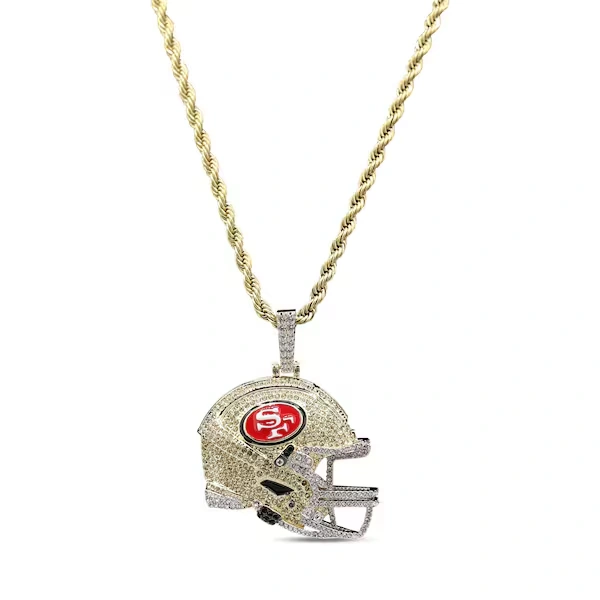 GLD San Francisco 49ers 18K Yellow Gold Helmet Logo Pendant & 20\" Rope Chain
