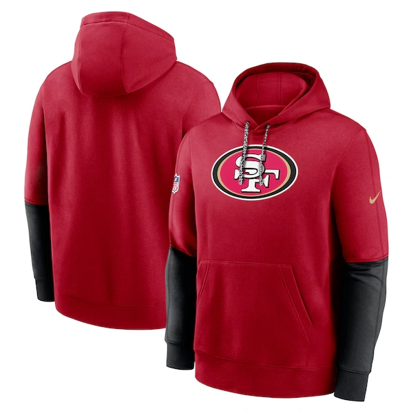 Men's Nike Scarlet San Francisco 49ers 2024 Sideline Club Pullover Hoodie