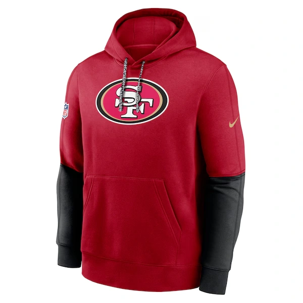 Men's Nike Scarlet San Francisco 49ers 2024 Sideline Club Pullover Hoodie