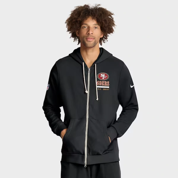 Men's Nike Black San Francisco 49ers Sideline Standard Issue Utility Player Dri-FIT Full-Zip Hoodie