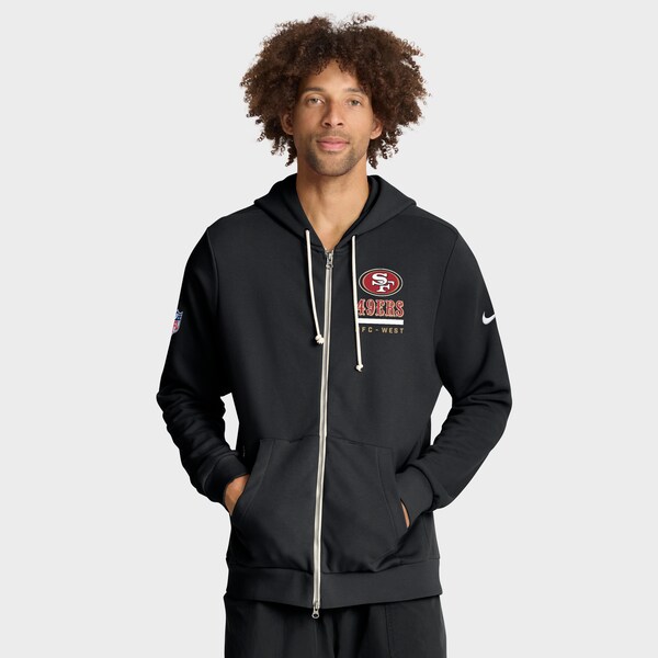 Men's Nike Black San Francisco 49ers Sideline Standard Issue Utility Player Dri-FIT Full-Zip Hoodie