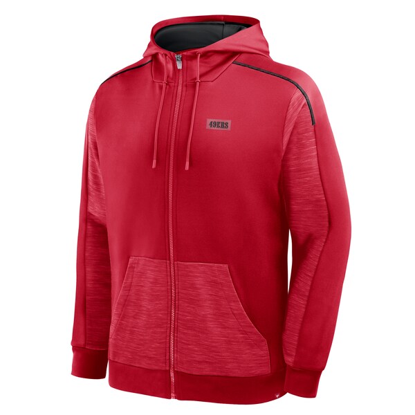 Men's Fanatics Scarlet San Francisco 49ers Checkdown Pass Full-Zip Hoodie