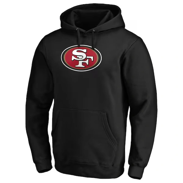 Men's Black San Francisco 49ers Primary Logo Fitted Pullover Hoodie