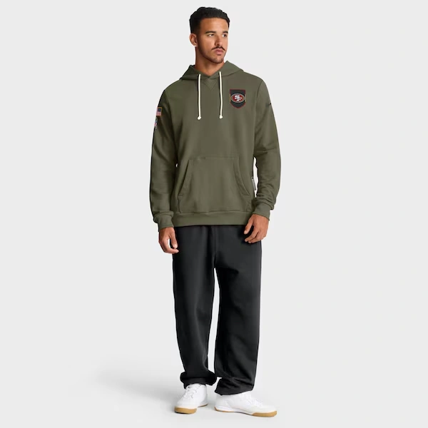 Men's Nike Olive San Francisco 49ers 2025 Salute to Service Sideline Standard Issue Dri-FIT Hoodie