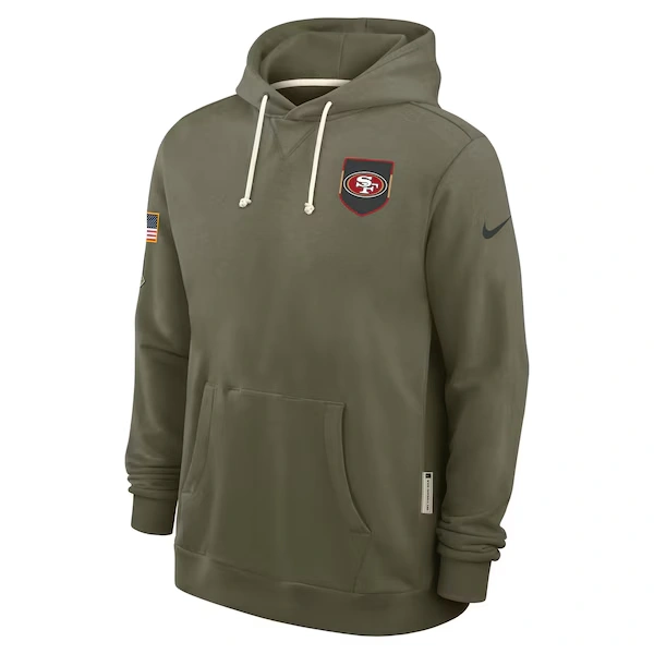 Men's Nike Olive San Francisco 49ers 2025 Salute to Service Sideline Standard Issue Dri-FIT Hoodie