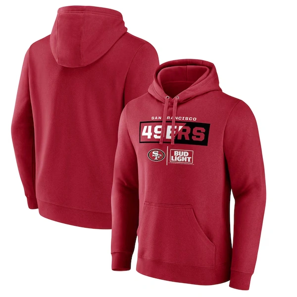 Men's Fanatics  Scarlet San Francisco 49ers NFL x Bud Light Pullover Hoodie