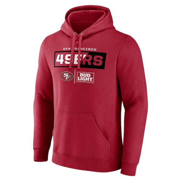 Men's Fanatics  Scarlet San Francisco 49ers NFL x Bud Light Pullover Hoodie