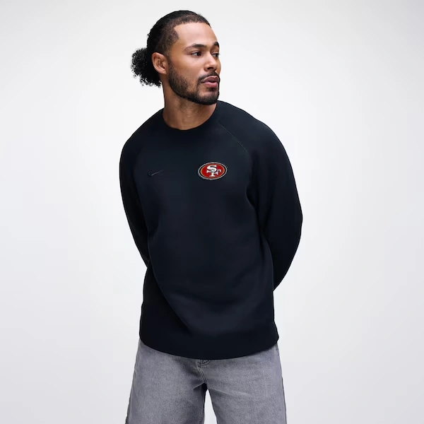 Men's Nike Black San Francisco 49ers Tech Fleece Raglan Sweatshirt