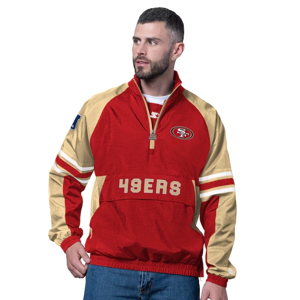 Men's Starter Scarlet San Francisco 49ers Prospect Half-Zip Pullover