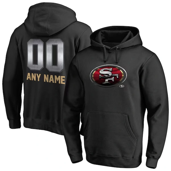 Men's Black San Francisco 49ers Personalized Midnight Mascot Pullover Hoodie