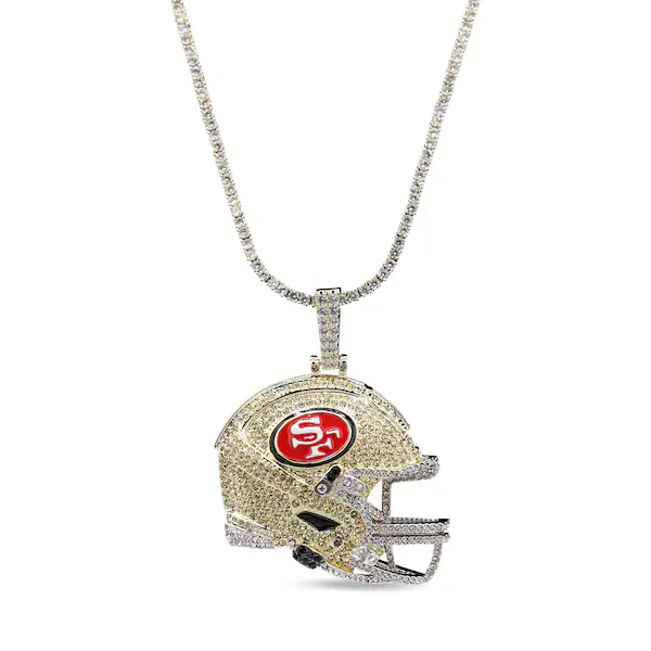 GLD San Francisco 49ers 18K Yellow Gold Logo Pendant & 20\" Tennis Chain