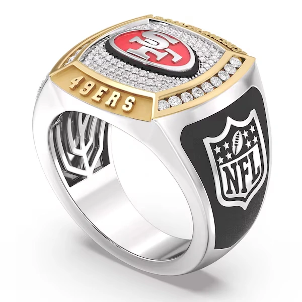 True Fan San Francisco 49ers 1/2 CTTW Diamond Two-Tone Yellow Gold and Sterling Silver Ring