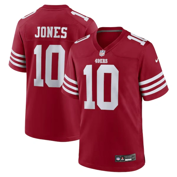 Men's Nike Mac Jones  Scarlet San Francisco 49ers Team Game Jersey
