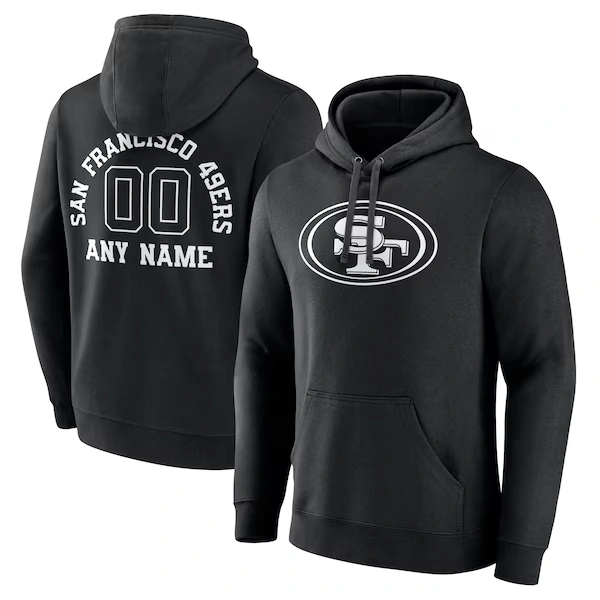 Men's Black San Francisco 49ers Personalized Name & Number Pullover Hoodie