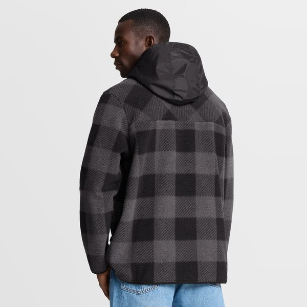 Men's Fanatics Black San Francisco 49ers Elements Plaid Polar Fleece Quarter-Zip Hoodie
