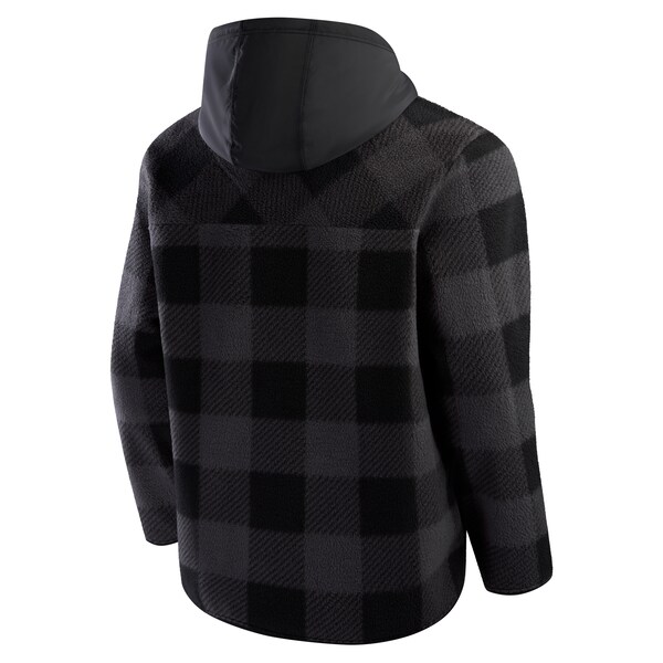 Men's Fanatics Black San Francisco 49ers Elements Plaid Polar Fleece Quarter-Zip Hoodie