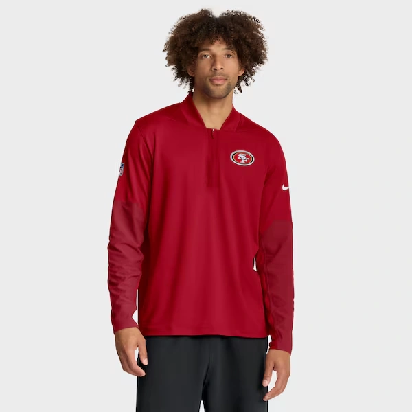 Men's Nike Scarlet San Francisco 49ers Sideline Dri-FIT Half-Zip Pullover