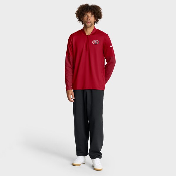 Men's Nike Scarlet San Francisco 49ers Sideline Dri-FIT Half-Zip Pullover