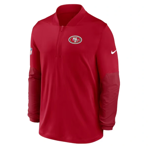 Men's Nike Scarlet San Francisco 49ers Sideline Dri-FIT Half-Zip Pullover