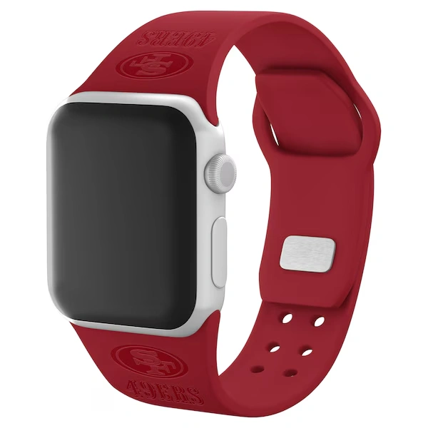 Scarlet San Francisco 49ers Debossed Silicone Apple Watch Band