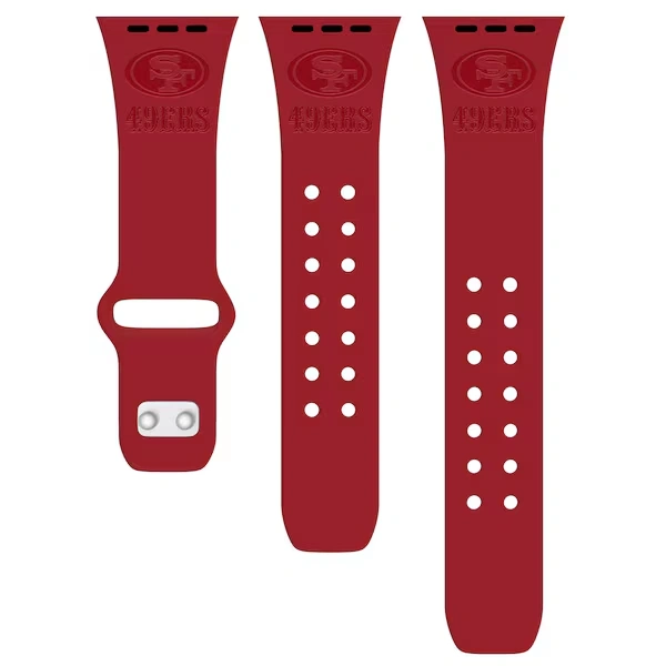 Scarlet San Francisco 49ers Debossed Silicone Apple Watch Band