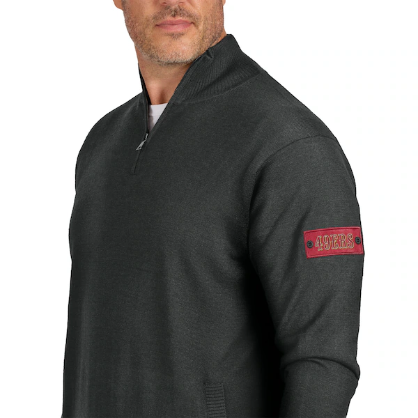 Men's J. Palmer Black San Francisco 49ers Franchise Quarter-Zip Sweater