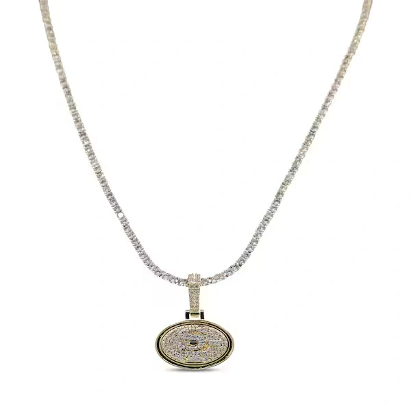 GLD San Francisco 49ers 18K Yellow Gold Logo Pendant & 20\" Tennis Chain