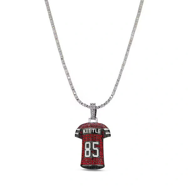 GLD San Francisco 49ers 14K White Gold Jersey Logo Pendant & 20\" Tennis Chain
