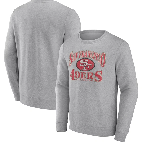 Men's Fanatics Heathered Charcoal San Francisco 49ers Playability Pullover Sweatshirt
