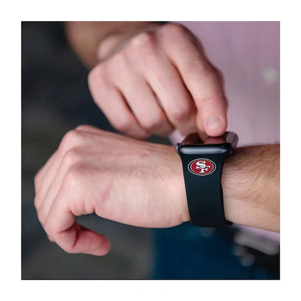 Black San Francisco 49ers Logo Silicone Apple Watch Band