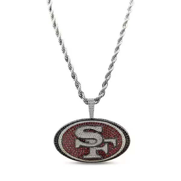 GLD San Francisco 49ers 14K White Gold Logo Pendant & 20\" Rope Chain