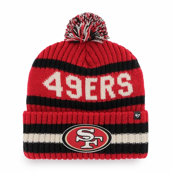 Men's '47  Scarlet San Francisco 49ers Bering Cuffed Knit Hat with Pom