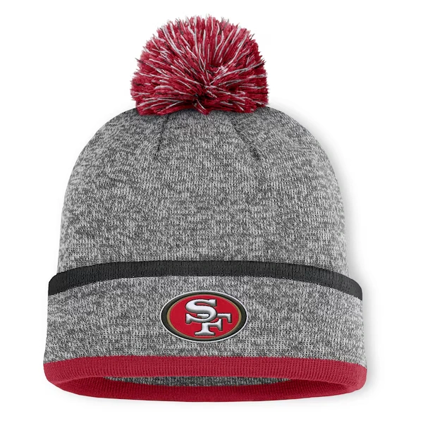 Men's Fanatics Heather Gray San Francisco 49ers Motion Cuffed Knit Hat with Pom