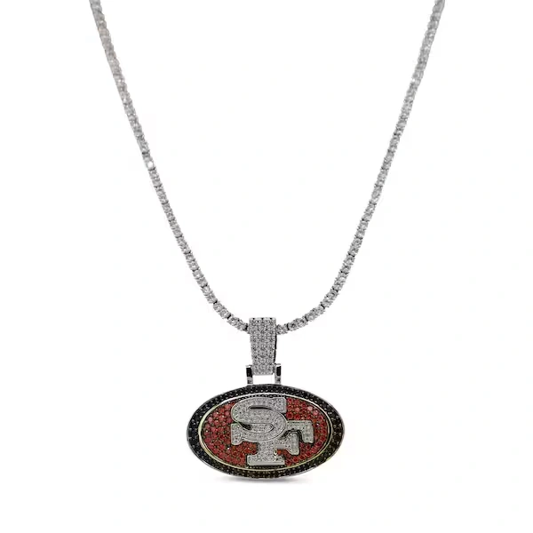GLD San Francisco 49ers 14K White Gold Logo Pendant & 20\" Tennis Chain