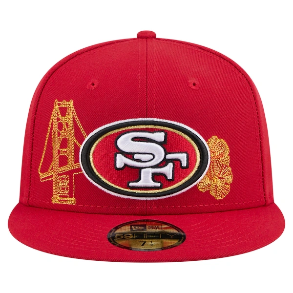 Men's New Era Scarlet San Francisco 49ers State Stitch 59FIFTY Fitted Hat 3 Men's New Era Scarlet San Francisco 49ers State Stitch 59FIFTY Fitted Hat