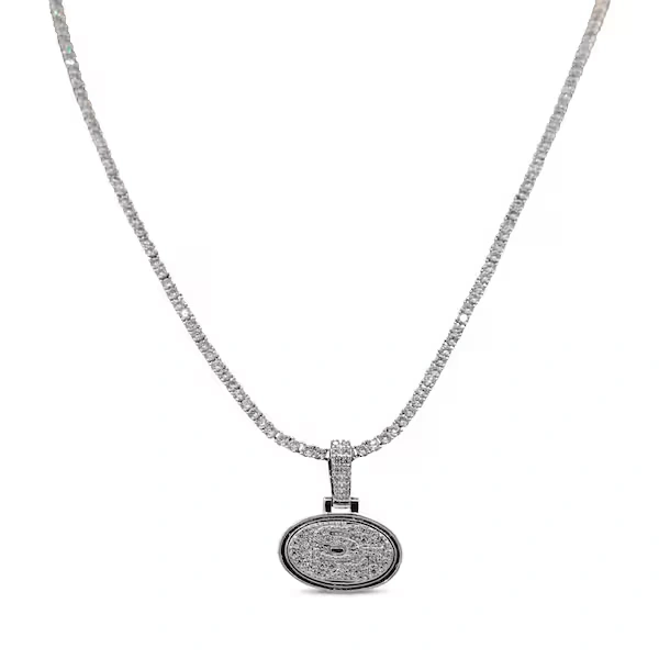 GLD San Francisco 49ers 14K White Gold Logo Pendant & 20\" Tennis Chain