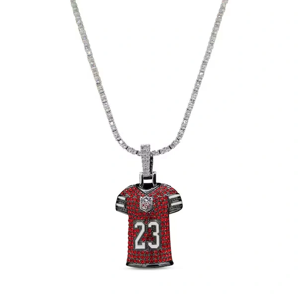 GLD San Francisco 49ers 14K White Gold Jersey Logo Pendant & 20\" Tennis Chain