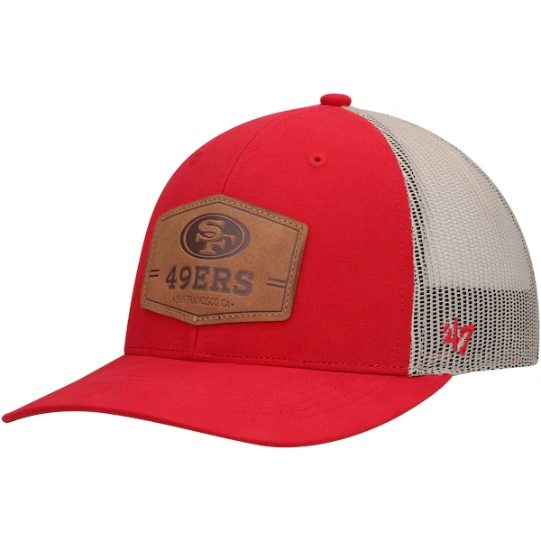Men's '47 Scarlet/Natural San Francisco 49ers Rawhide Trucker Adjustable Hat