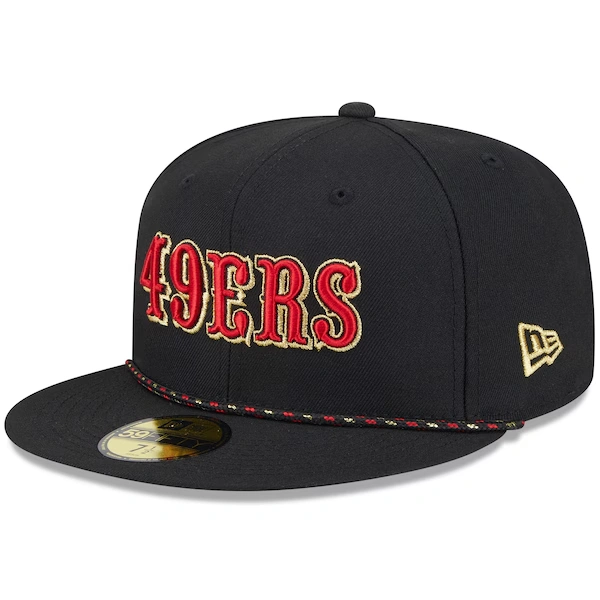Men's New Era Black San Francisco 49ers 2025 Rivalries Collection Sideline Rope 59FIFTY Fitted Hat
